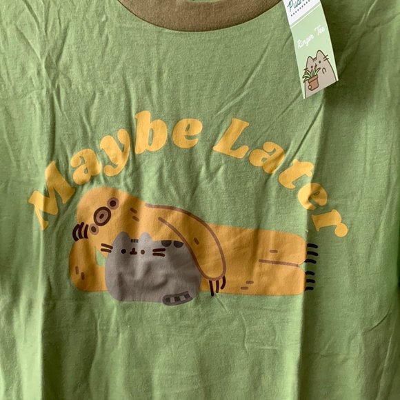 PUSHEEN CAT Garden Green T-Shirt Sz M - Picture 2 of 4